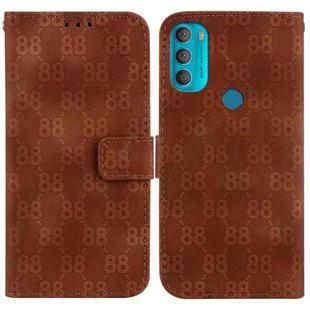 For Motorola Moto G71 5G Double 8-shaped Embossed Leather Phone Case(Brown)