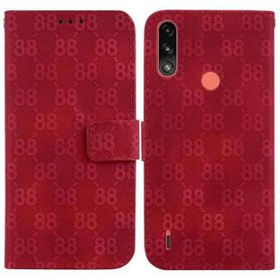 For Motorola Moto E7 Power / E7i Power Double 8-shaped Embossed Leather Phone Case(Red)