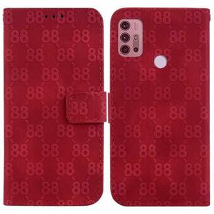 For Motorola Moto G30/G10/G20/G10 Power Double 8-shaped Embossed Leather Phone Case(Red)