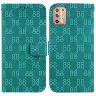 For Motorola Moto G9 Plus Double 8-shaped Embossed Leather Phone Case(Green)