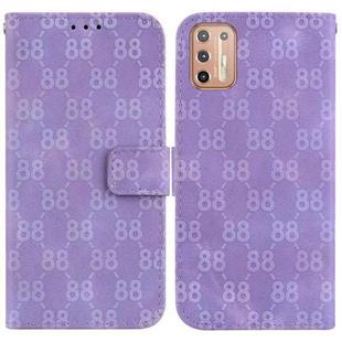 For Motorola Moto G9 Plus Double 8-shaped Embossed Leather Phone Case(Purple)