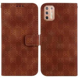 For Motorola Moto G9 Plus Double 8-shaped Embossed Leather Phone Case(Brown)