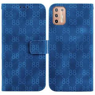 For Motorola Moto G9 Plus Double 8-shaped Embossed Leather Phone Case(Blue)