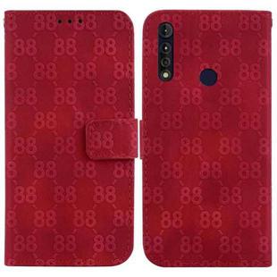 For Motorola Moto G8 Power Lite Double 8-shaped Embossed Leather Phone Case(Red)