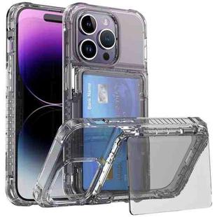 For iPhone 15 Pro Max Crystal Clear Flip Card Slot Phone Case(Transparent Black)