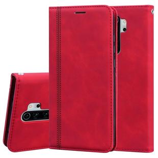 For Xiaomi Redmi Note 8 Pro Frosted Business Magnetic Horizontal Flip PU Leather Case with Holder & Card Slot & Lanyard(Red)