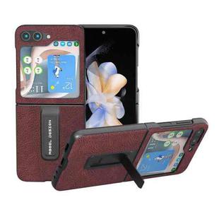 For Samsung Galaxy Z Flip5 ABEEL Dream Litchi Texture PU Phone Case with Holder(Purple)