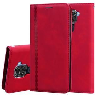 For Xiaomi Redmi Note 9 / Redmi 10X 4G Frosted Business Magnetic Horizontal Flip PU Leather Case with Holder & Card Slot & Lanyard(Red)