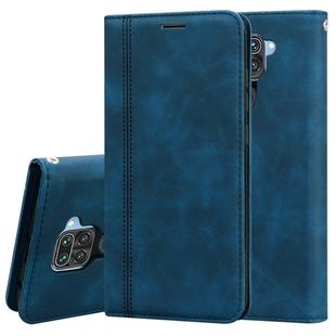 For Xiaomi Redmi Note 9 / Redmi 10X 4G Frosted Business Magnetic Horizontal Flip PU Leather Case with Holder & Card Slot & Lanyard(Blue)