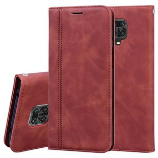 For Xiaomi Redmi Note 9S Frosted Business Magnetic Horizontal Flip PU Leather Case with Holder & Card Slot & Lanyard(Brown)