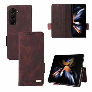 For Samsung Galaxy Z Fold5 Magnetic Clasp Leather Phone Case(Brown)