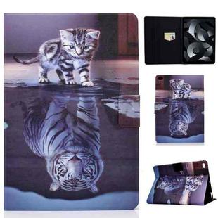 For iPad 10.2 / 10.5 (2017) & Air 10.5 (2019) Voltage Painted Pattern Tablet PC Protective Leather Case with Bracket & Card Slots & Sleep / Wake-up & Anti-skid Strip(Cat and Tiger)