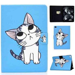 For iPad mini 5 / 4 / 3 / 2 / 1 Voltage Painted Pattern Tablet PC Protective Leather Case with Bracket & Card Slots & Sleep / Wake-up & Anti-skid Strip(Blue Cat)