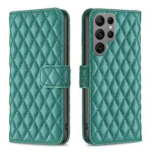 For Samsung Galaxy S24 Ultra 5G Diamond Lattice Wallet Flip Leather Phone Case(Green)