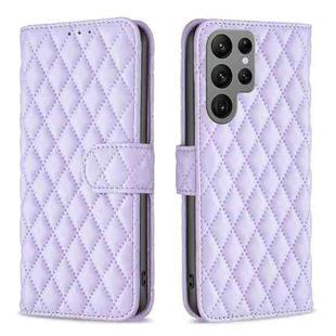 For Samsung Galaxy S24 Ultra 5G Diamond Lattice Wallet Flip Leather Phone Case(Purple)