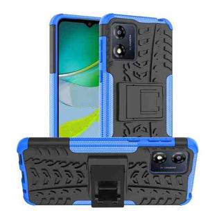 For Motorola Moto E13 Tire Texture TPU + PC Phone Case with Holder(Blue)