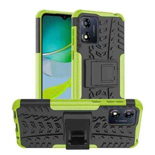 For Motorola Moto E13 Tire Texture TPU + PC Phone Case with Holder(Green)