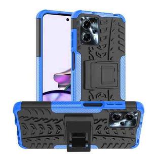 For Motorola Moto G23 Tire Texture TPU + PC Phone Case with Holder(Blue)