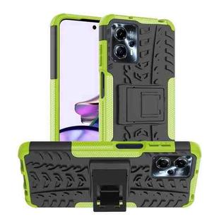 For Motorola Moto G23 Tire Texture TPU + PC Phone Case with Holder(Green)