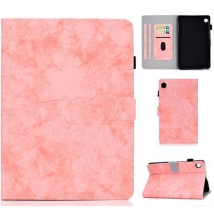 For Huawei MatePad T8 Marble Style Cloth Texture Tablet PC Protective Leather Case with Bracket & Card Slot & Pen Slot & Anti Skid Strip(Pink)