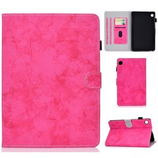 For Huawei MatePad T8 Marble Style Cloth Texture Tablet PC Protective Leather Case with Bracket & Card Slot & Pen Slot & Anti Skid Strip(Rose Red)