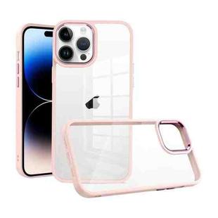 For iPhone 14 Pro Macaron High Transparent PC Phone Case(Pink)