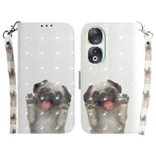 For Honor 90 3D Colored Horizontal Flip Leather Phone Case(Pug)