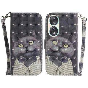 For Honor 90 3D Colored Horizontal Flip Leather Phone Case(Hug Cat)