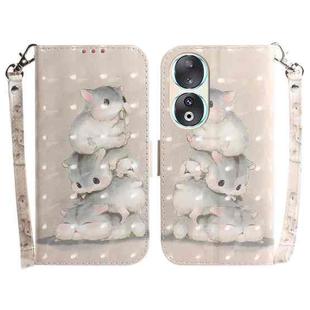 For Honor 90 3D Colored Horizontal Flip Leather Phone Case(Squirrels)