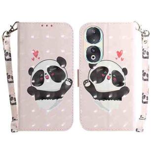 For Honor 90 3D Colored Horizontal Flip Leather Phone Case(Heart Panda)