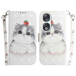 For Honor 90 3D Colored Horizontal Flip Leather Phone Case(Cute Cat)