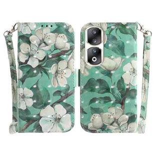 For Honor 90 Pro 3D Colored Horizontal Flip Leather Phone Case(Watercolor Flower)