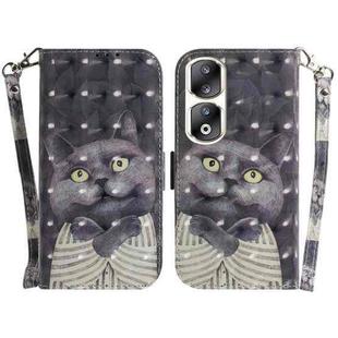 For Honor 90 Pro 3D Colored Horizontal Flip Leather Phone Case(Hug Cat)