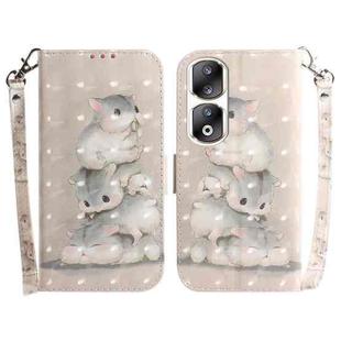 For Honor 90 Pro 3D Colored Horizontal Flip Leather Phone Case(Squirrels)