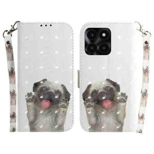 For Honor X6a 3D Colored Horizontal Flip Leather Phone Case(Pug)