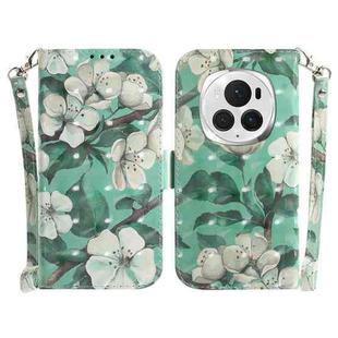 For Honor Magic6 Pro 3D Colored Horizontal Flip Leather Phone Case(Watercolor Flower)