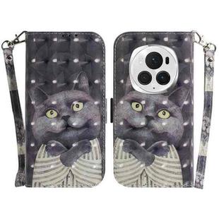 For Honor Magic6 Pro 3D Colored Horizontal Flip Leather Phone Case(Hug Cat)