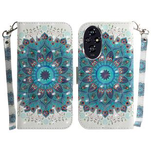 For Honor 200 3D Colored Horizontal Flip Leather Phone Case(Peacock Wreath)