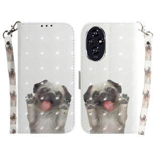 For Honor 200 3D Colored Horizontal Flip Leather Phone Case(Pug)
