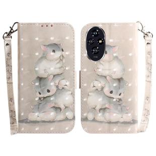 For Honor 200 3D Colored Horizontal Flip Leather Phone Case(Squirrels)