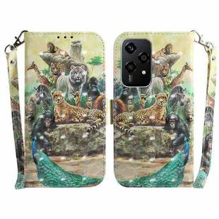 For Honor 200 Lite Global 3D Colored Horizontal Flip Leather Phone Case(Zoo)