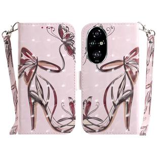 For Honor 200 Pro 3D Colored Horizontal Flip Leather Phone Case(Butterfly High-heeled)