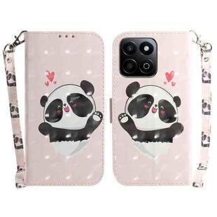 For Honor Play 60 Plus 3D Colored Horizontal Flip Leather Phone Case(Heart Panda)