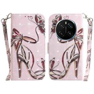 For Honor Magic7 Pro 3D Colored Horizontal Flip Leather Phone Case(Butterfly High-heeled)