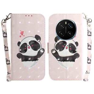 For Honor Magic7 Pro 3D Colored Horizontal Flip Leather Phone Case(Heart Panda)