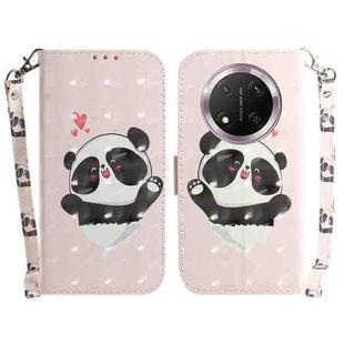 For Honor X9c 3D Colored Horizontal Flip Leather Phone Case(Heart Panda)