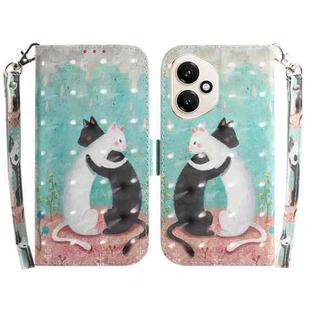 For Honor 400 Global 156.5mm 3D Colored Horizontal Flip Leather Phone Case(Black White Cat)
