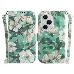 For Honor 400 Pro Global 160.8mm 3D Colored Horizontal Flip Leather Phone Case(Watercolor Flower)