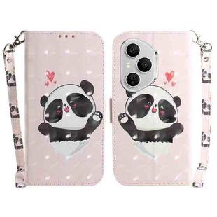 For Honor 400 Pro Global 160.8mm 3D Colored Horizontal Flip Leather Phone Case(Heart Panda)