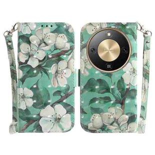 For Honor X70 5G 3D Colored Horizontal Flip Leather Phone Case(Watercolor Flower)